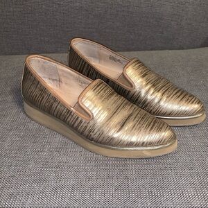 Donald J Pliner Betina RY metallic gold colored slip on sneaker shoes